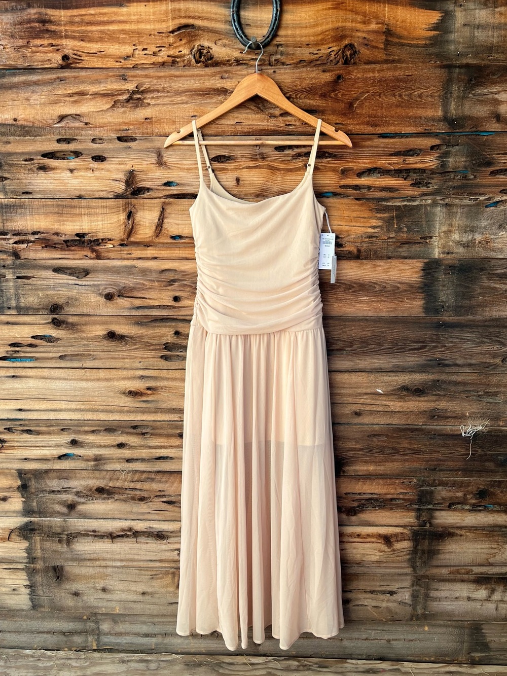 ABERCROMBIE & FITCH | NWT Sleeveless Beige Tan Chiffon Maxi Dress M